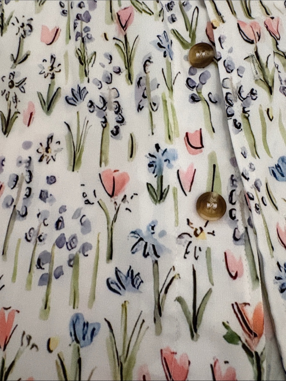 Floral Button-Front Jacket - White with Pink & Blue Tulips - Picture 5 of 5
